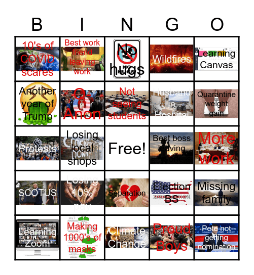 Overcome in 2020 Bingo Card