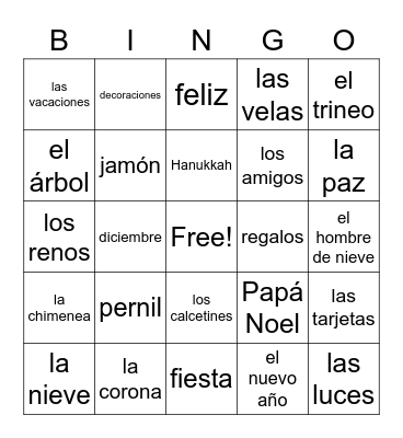El bingo de la Navidad Bingo Card