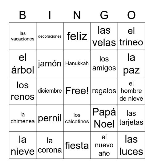 El bingo de la Navidad Bingo Card