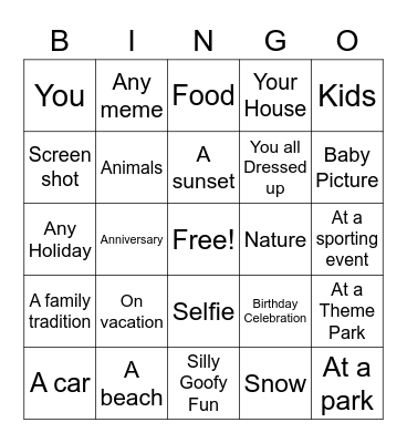 Pictures on My phone Bingo Card