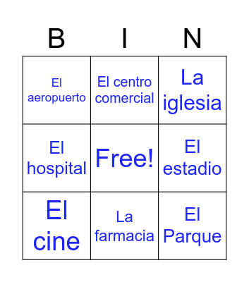 Lugares de la Ciudad Bingo Card