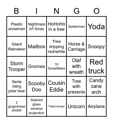 Blackburn Christmas Eve Bingo Card