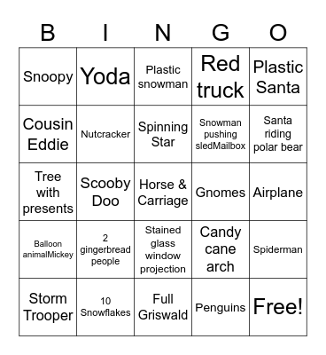 Blackburn Christmas Eve Bingo Card