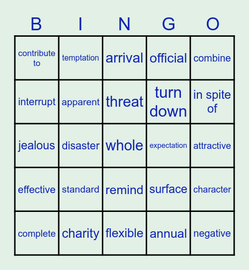 B4 Review L1~L4 Bingo Card