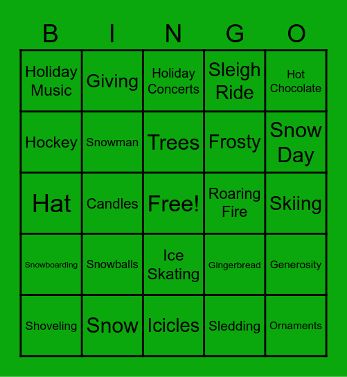 December Bingo Card