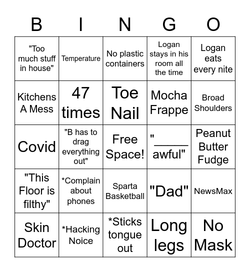 Nana Bingo Card
