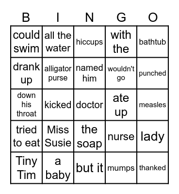 Miss Susie Bingo Card