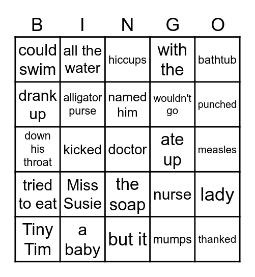 Miss Susie Bingo Card