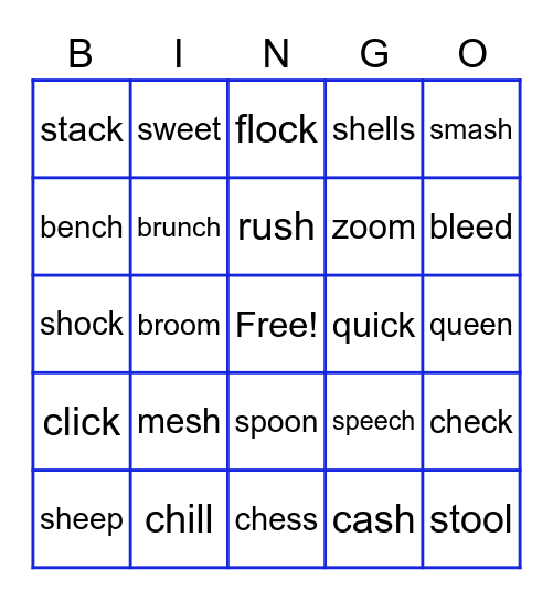 Phonic Sound Bingo Card