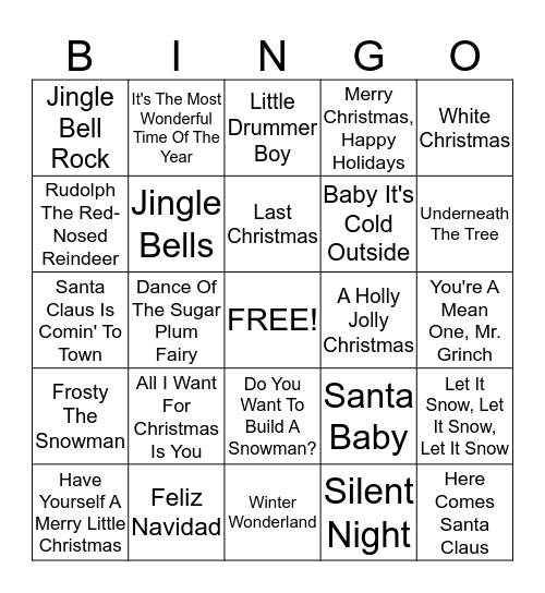 Holiday BINGO  Bingo Card