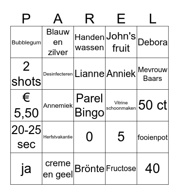 Parel Bingo Card
