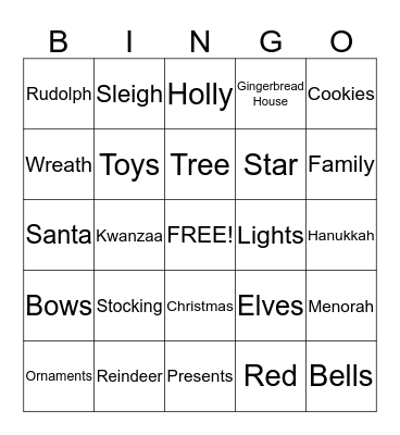 Holiday Bingo!! Bingo Card