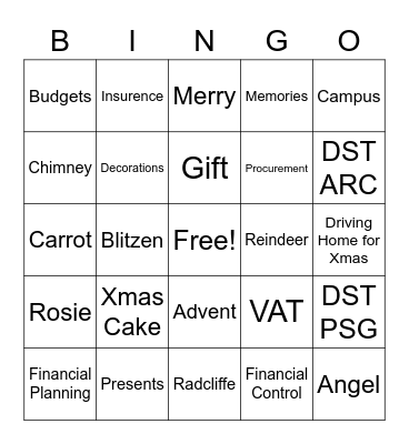 FO Christmas Bingo Card
