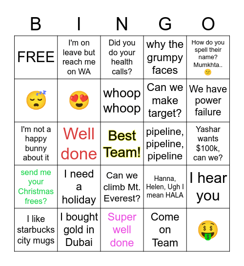Things Jenny Says! Bingo Card