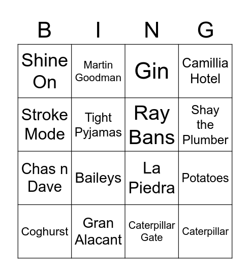 Grove's Bingo Card