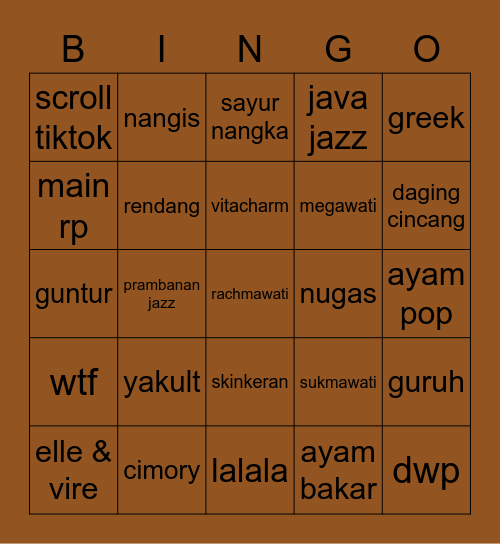 QQ Bingo Card
