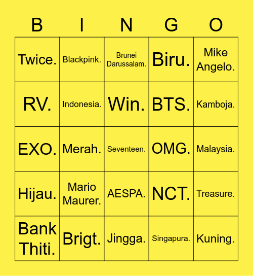 BINGO WITH DEV. Bingo Card