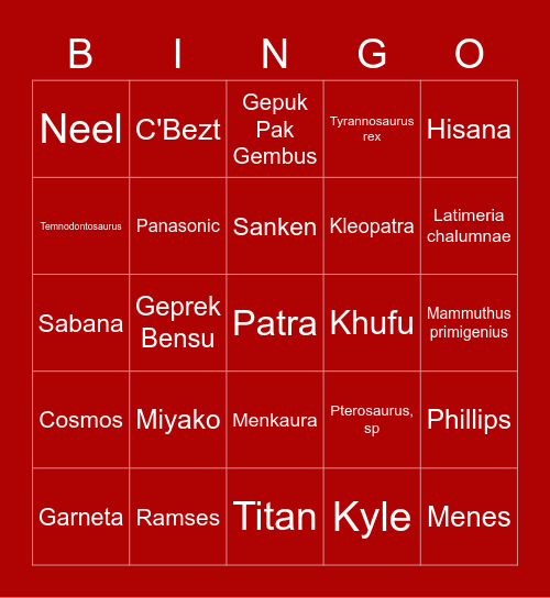 Bingonya Haidar Bingo Card