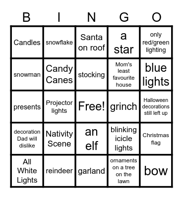 Fleet Christmas Light Adventure Bingo Card