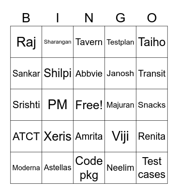 Team Bingo Card