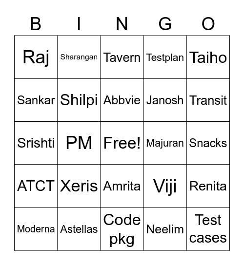 Team Bingo Card