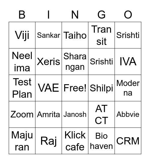 Team Bingo Card