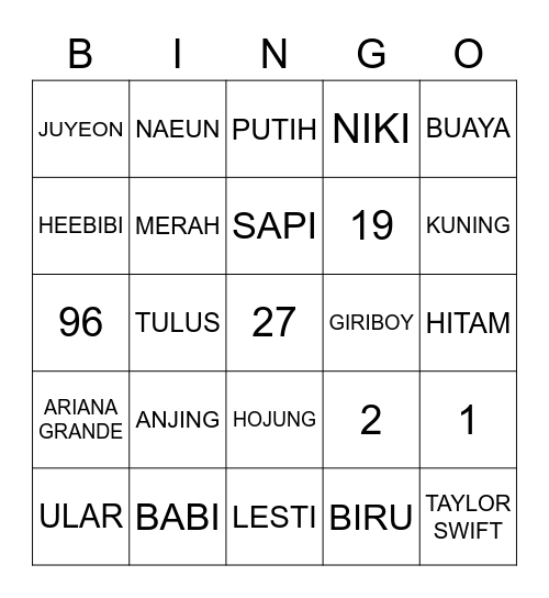 TEN Bingo Card