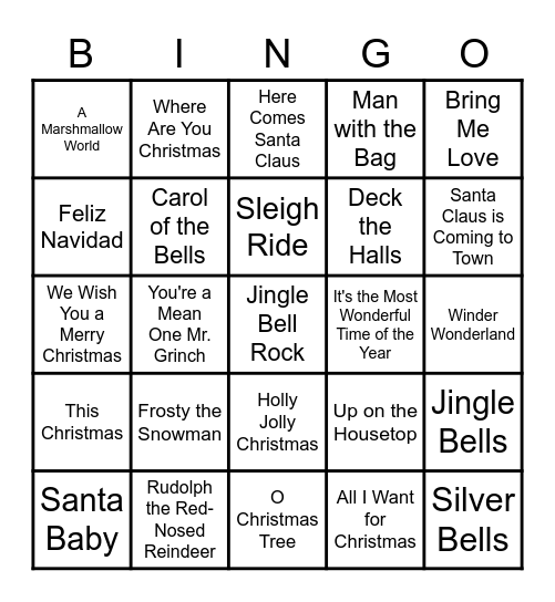 CBB Exploring Computers Christmas Music Bingo Card