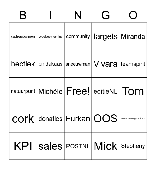 Vivara eindejaarsbingo Card