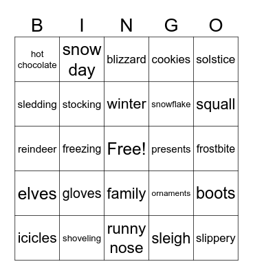 Winter Bingo Card