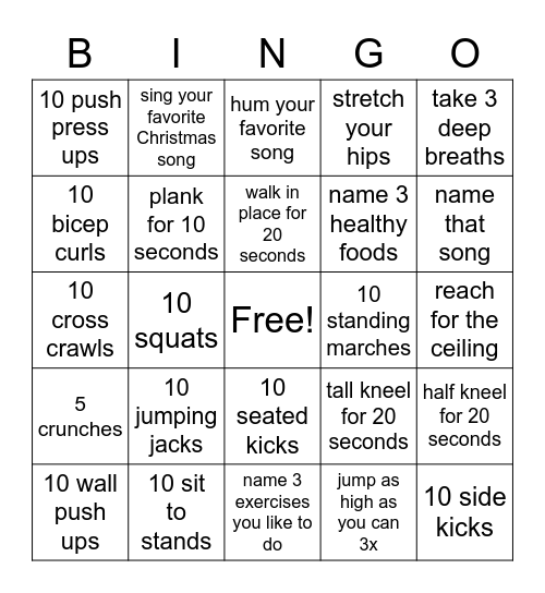 PT BINGO - Christmas Style Bingo Card