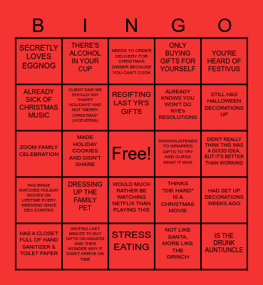 COMMUNITY TAX- HOLIDAY PARTY Bingo Card