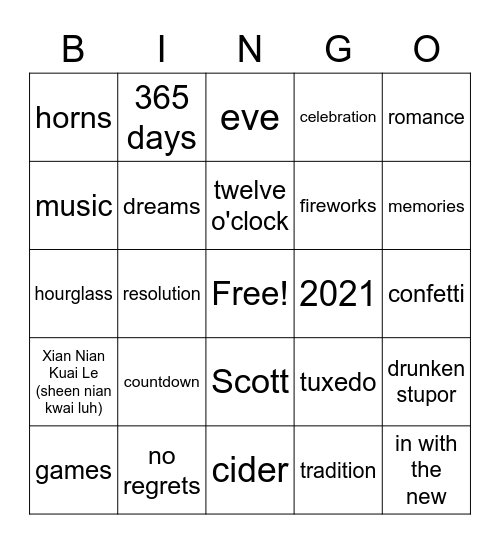 2021 Celebrate Bingo Card