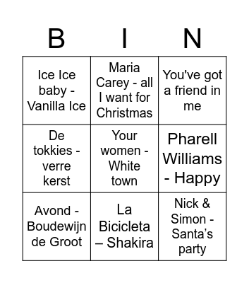 Muziekquingo Bingo Card