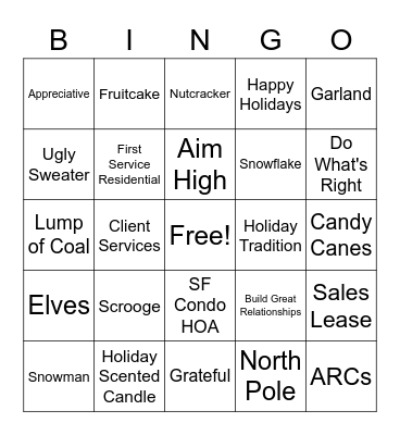 Bingo Breaktime Bingo Card