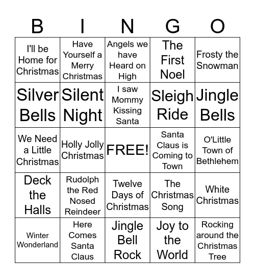 Christmas Bingo  Bingo Card