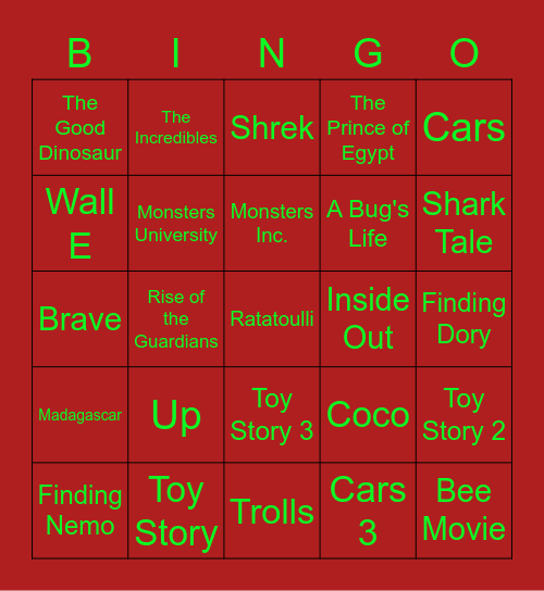 Guess the Movie Bingo Card