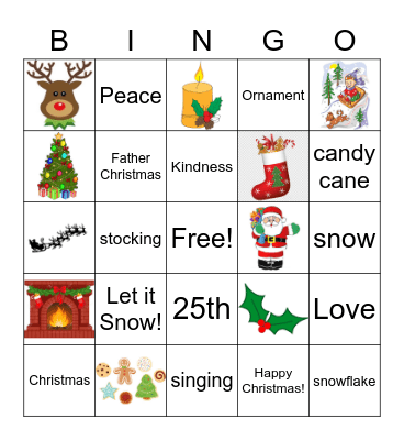 Christmas Words and Pictures Bingo Card