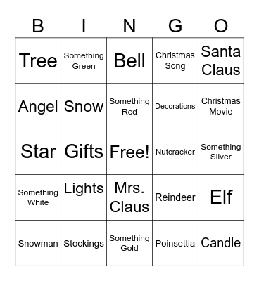 Ms. Ski Christmas Bingo Card