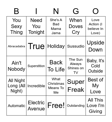 SGUL IT 2020 Musical Bingo Card