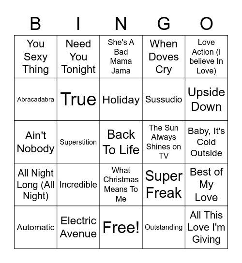SGUL IT 2020 Musical Bingo Card