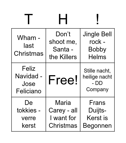 Categorie Kerst Bingo Card