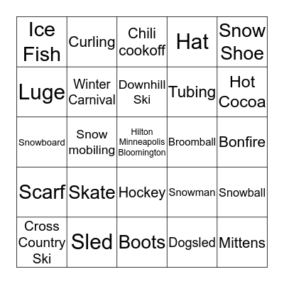 Hilton Minneapolis Bloomington Bingo Card