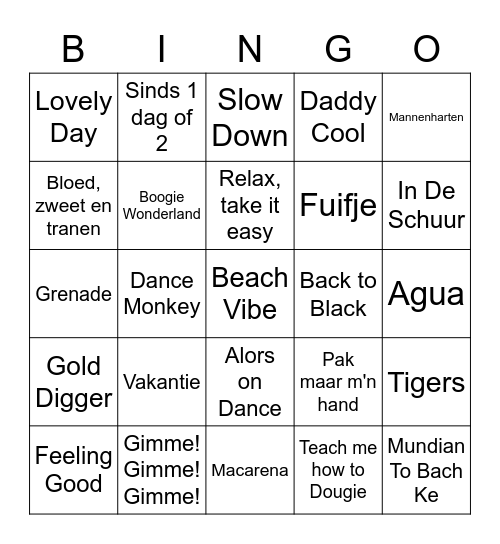DISCO BINGO Card