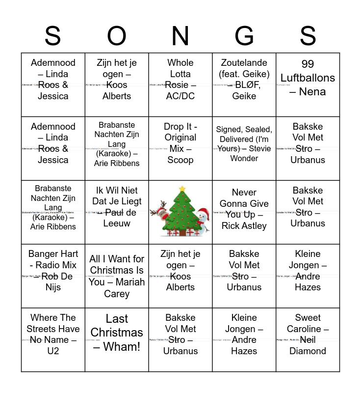 M&M's Foute kerstbingo Card