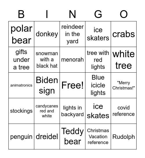 Christmas LIght Bingo! Bingo Card