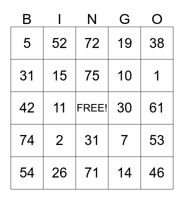 Lydia's Bingo Cards Bingo Card