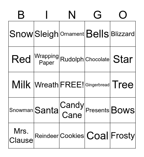 Holiday Bingo! Bingo Card