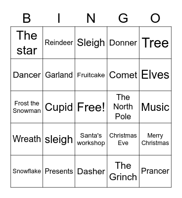 Christmas Bingo Card