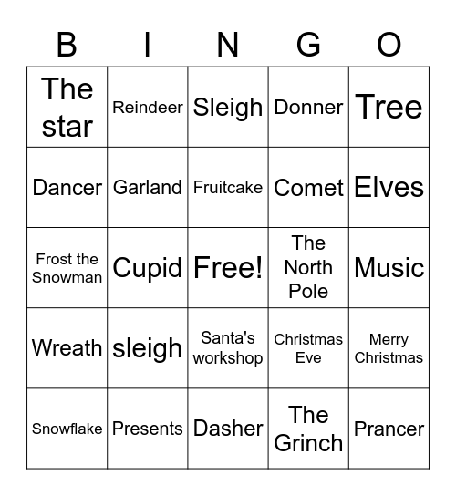 Christmas Bingo Card